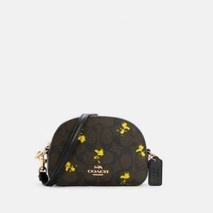 Coach X Peanuts Mini Serena Crossbody In Signature Canvas With Woodstock Print